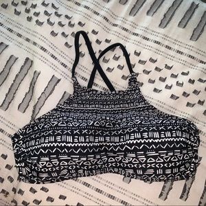 Black & white halter bikini top